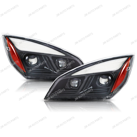 GA-FR-097BL FREIGHTLINER CASCADIA 2018 2019 2020 2021 2022 2023 2024 HEAD LAMP BLACK  WITH OPTICAL LENS L